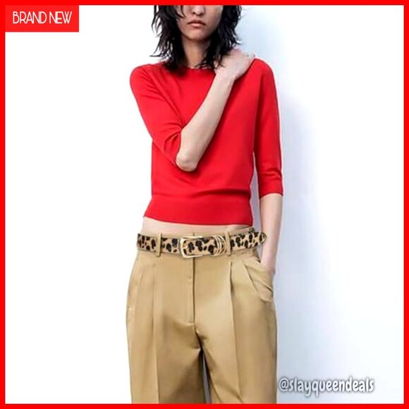 Faux Leather Belt with Gold Buckle, Medium Width, Fits Waist 32-36 Inches main image 5